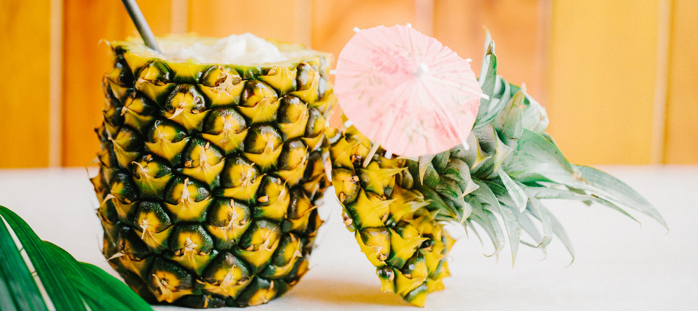 Tropical drink inside of a pineapple