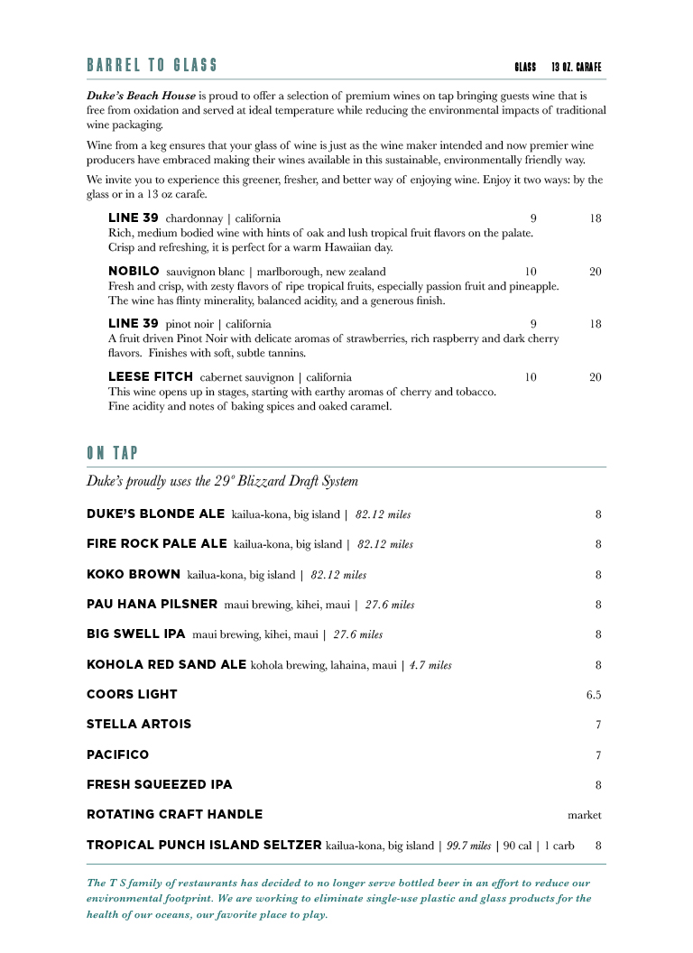 Wine and Beer Menu