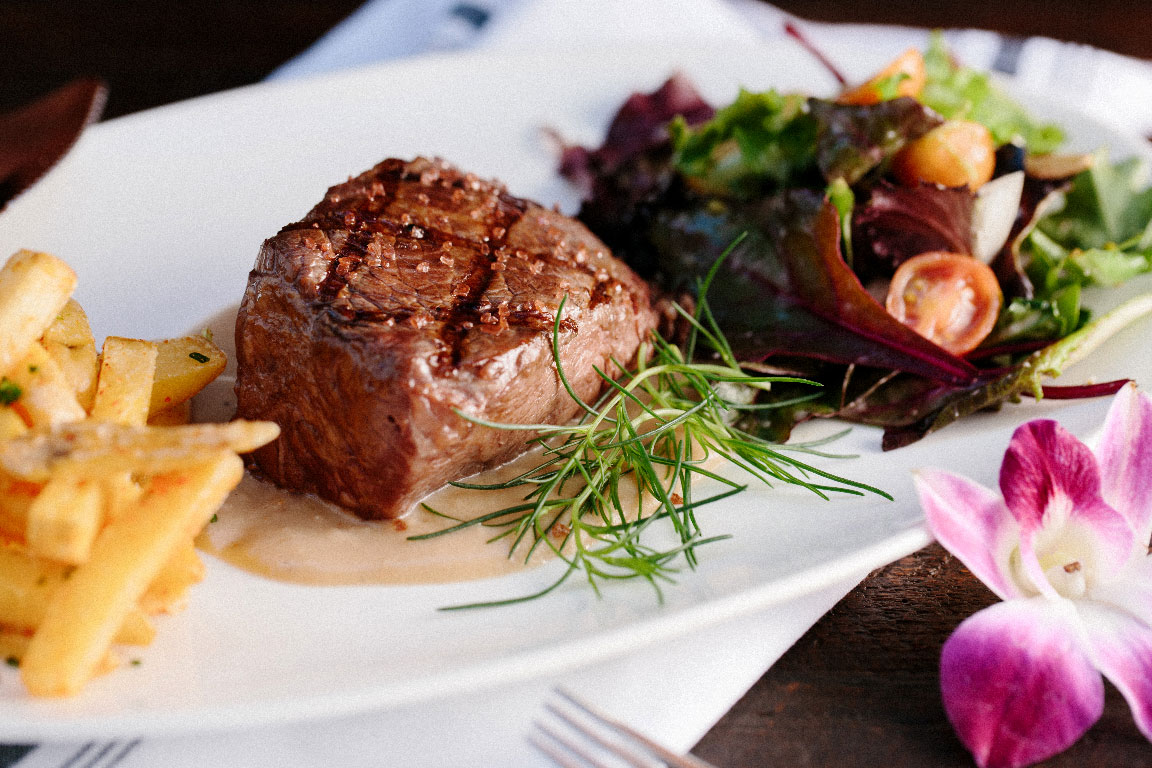 steak dinner plate